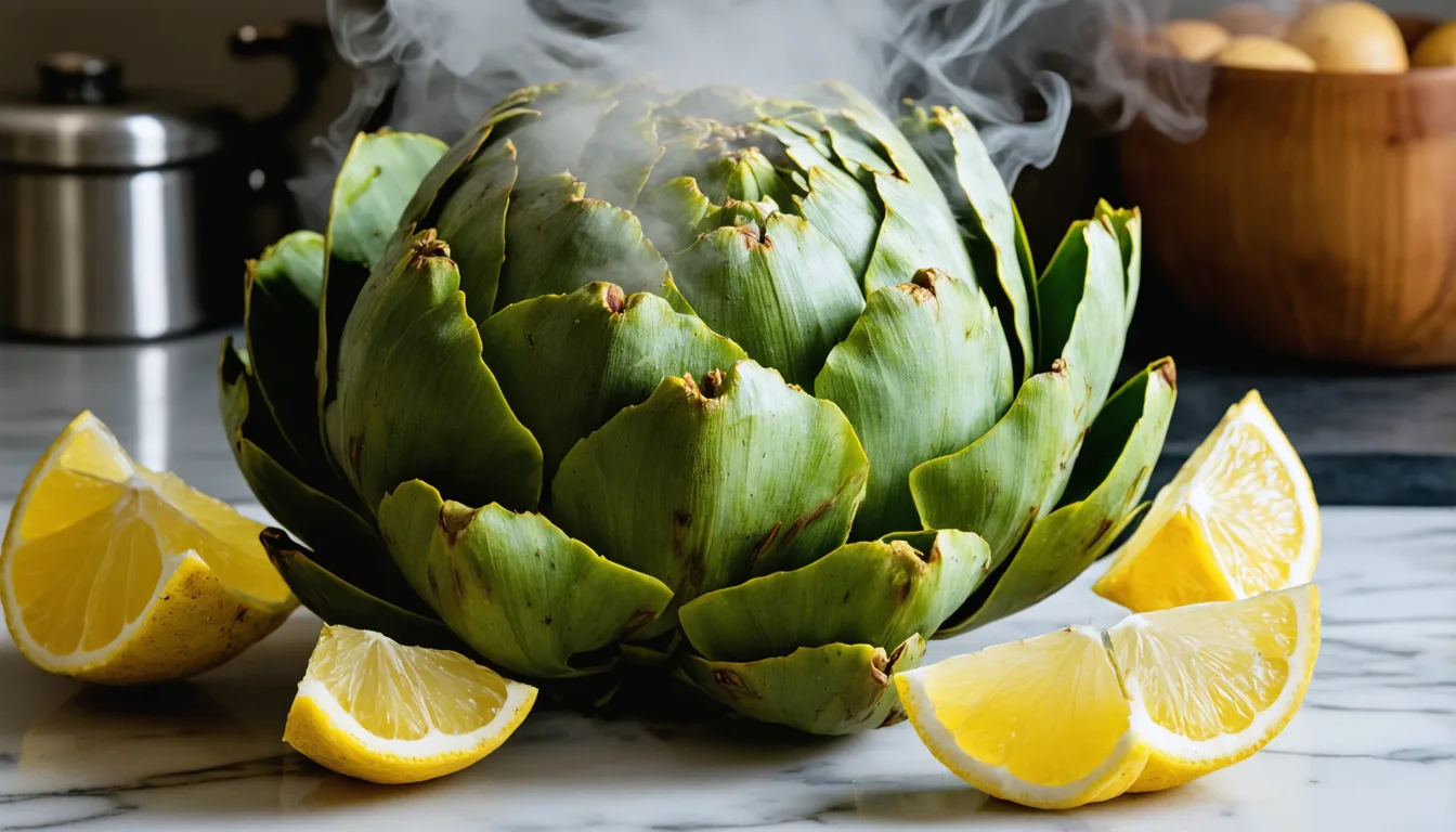 découvrez une recette fraîche et savoureuse d'artichauts vapeur au citron accompagnés d'une vinaigrette moutarde légère, parfaite pour une entrée saine et gourmande.