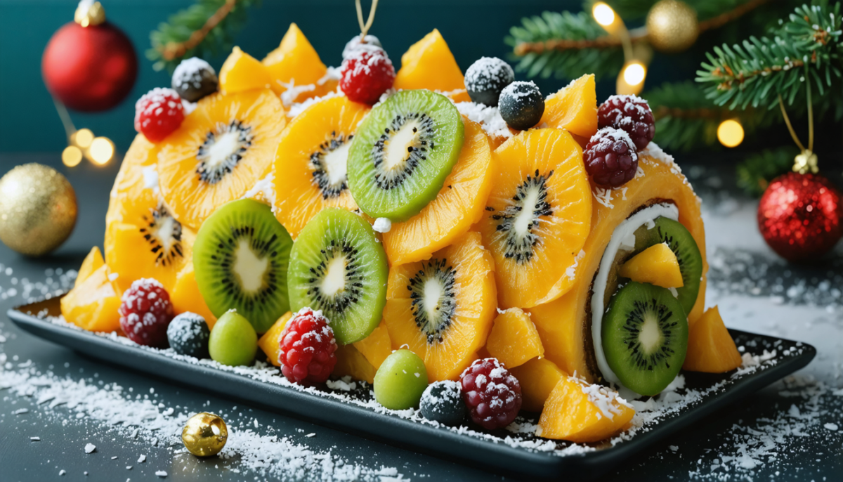 découvrez notre bûche légère exotique alliant la douceur de la passion à la fraîcheur du kiwi pour un dessert frais et gourmand.
