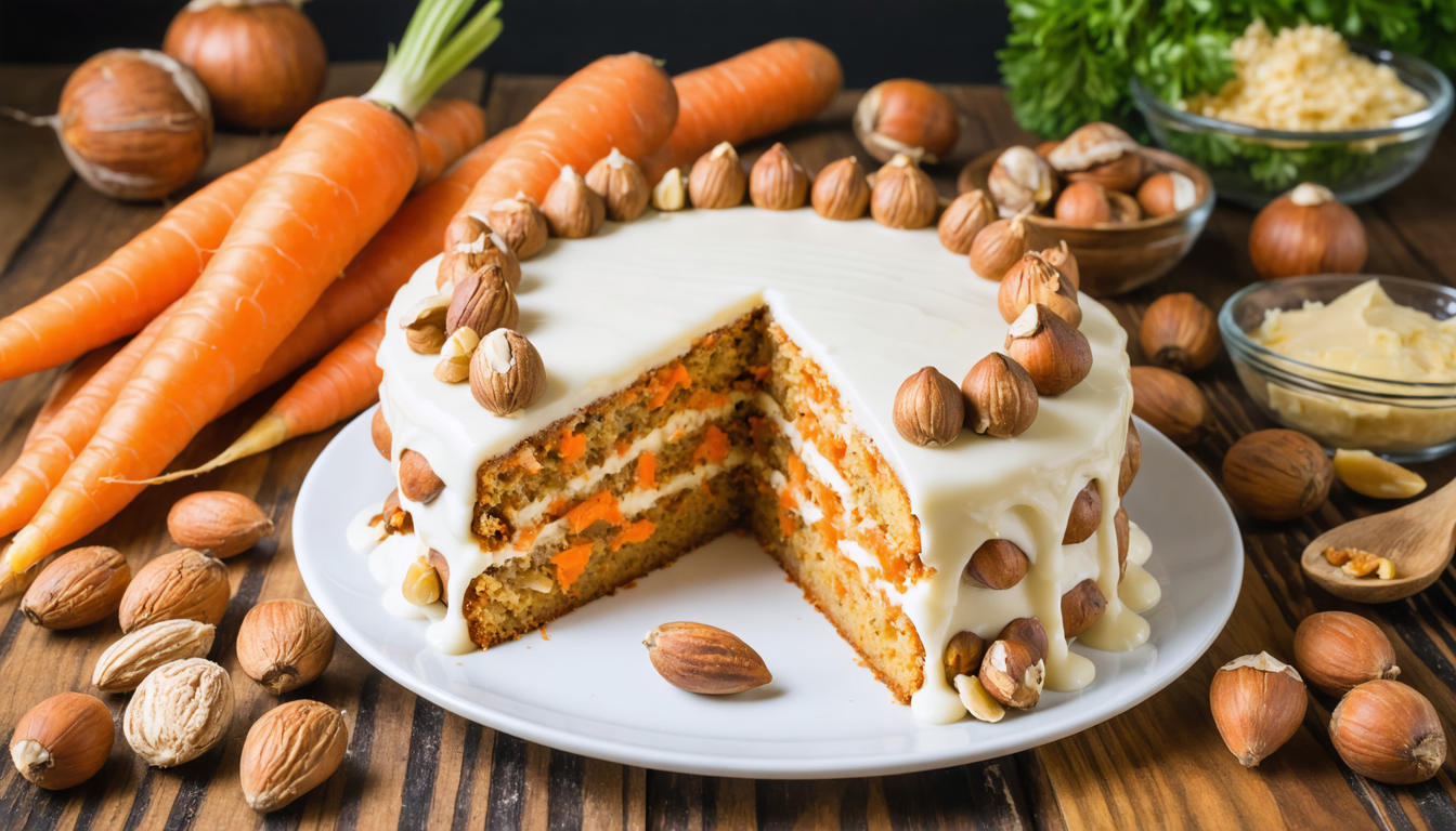 découvrez la recette irrésistible de ce gâteau fondant aux carottes, noisettes et amandes, parfait pour régaler vos proches dès la première bouchée. facile à préparer et délicieux à partager !