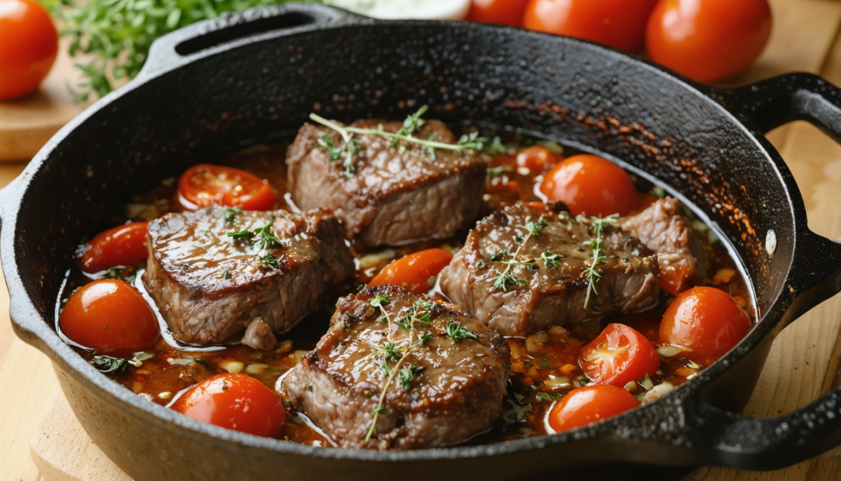 découvrez notre recette simple et gourmande de cocotte de joues de porc aux tomates fraîches et thym, parfaite pour un repas savoureux et réconfortant.