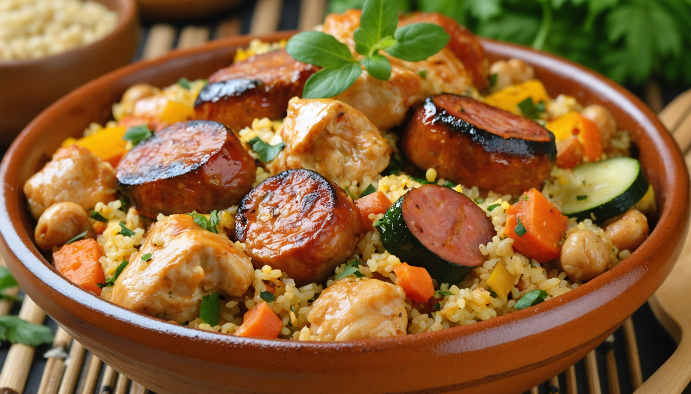 découvrez notre recette rapide et savoureuse de couscous au poulet et merguez préparée avec le cookeo, pour un repas délicieux et facile à réaliser.