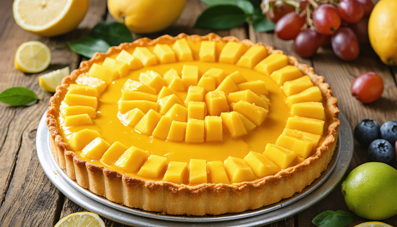 découvrez notre recette facile et gourmande de tarte légère à la mangue et au citron, parfaite pour un délice estival frais et fruité.