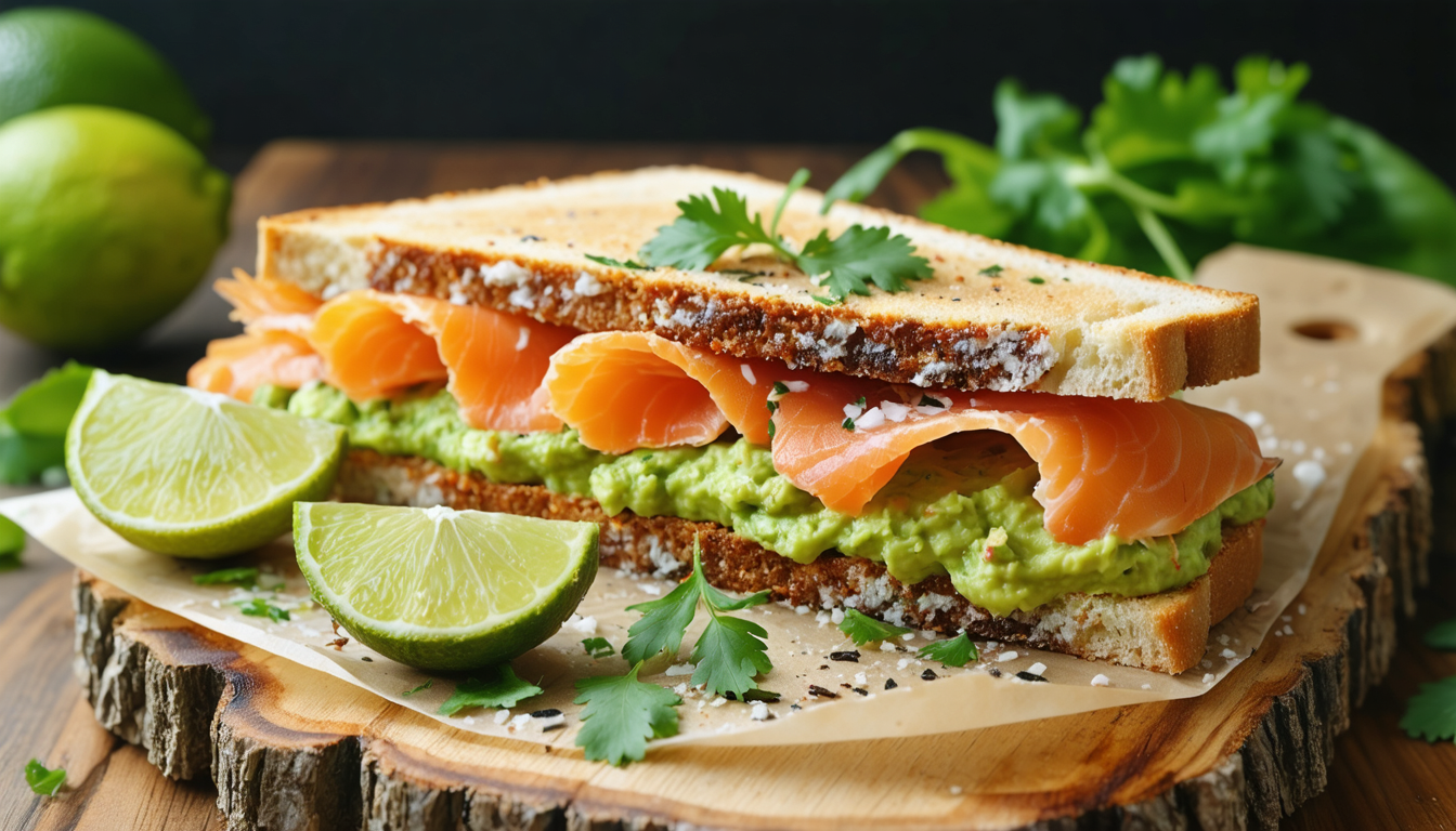 découvrez notre cake sandwich gourmand alliant la fraîcheur du guacamole crémeux à la délicatesse de la truite fumée, pour une explosion de saveurs à chaque bouchée.