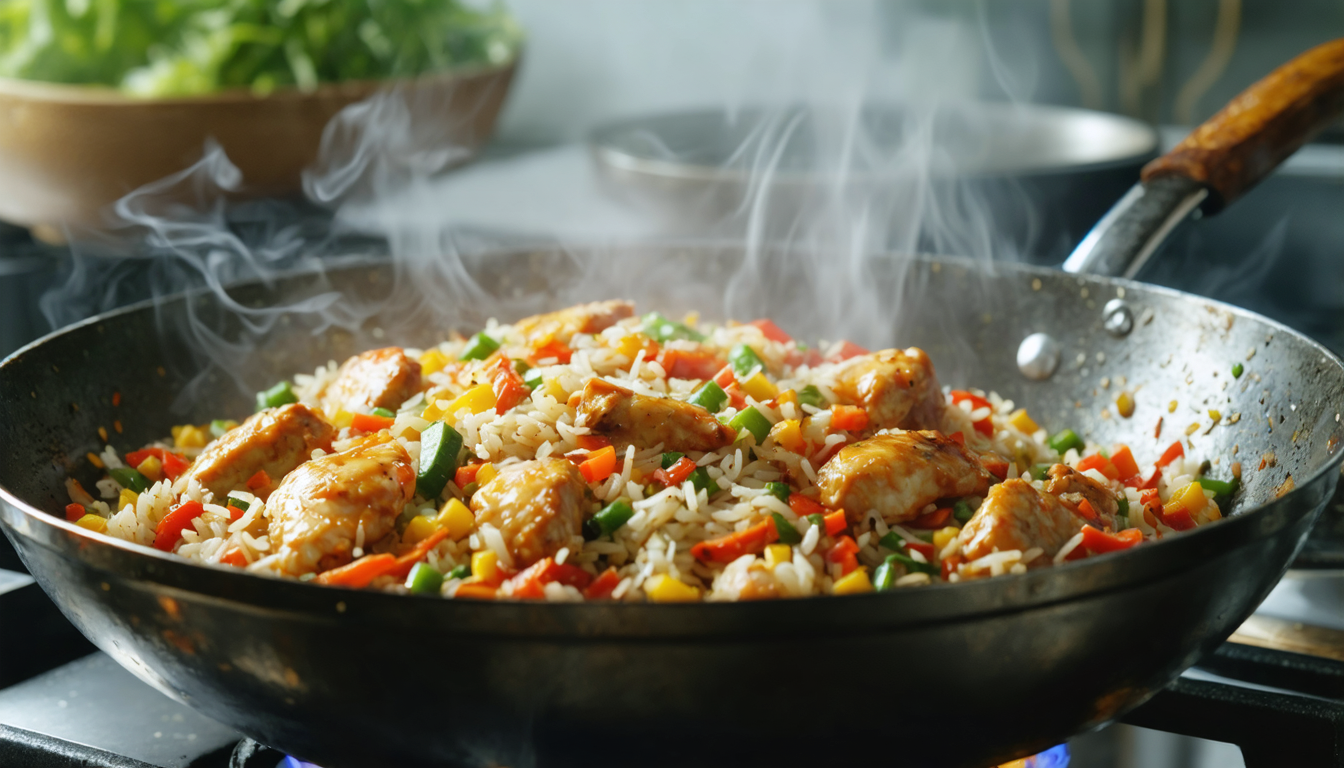découvrez notre recette facile et savoureuse de riz au poulet, un délice sino-culinaire qui ravira vos papilles à chaque bouchée.