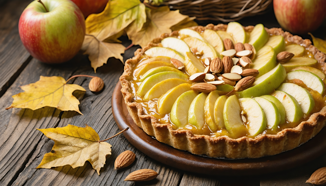 découvrez la recette facile et gourmande de la tarte aux pommes et amandes, parfaite pour savourer les plaisirs de l'automne chez vous.