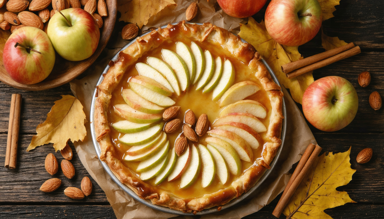 découvrez notre recette facile et gourmande de tarte aux pommes et amandes, parfaite pour savourer les délices de l'automne chez vous.