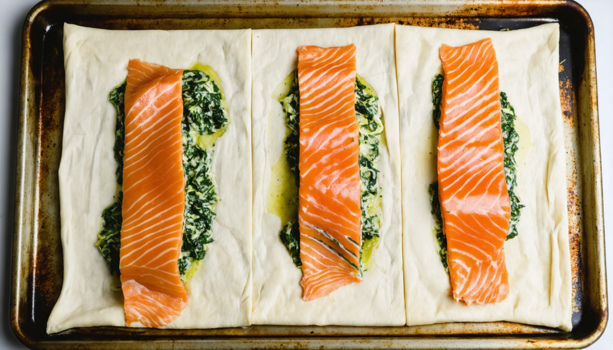 découvrez la recette gourmande du feuilleté au saumon frais et épinards fondants, un délice croustillant à savourer en toute occasion.
