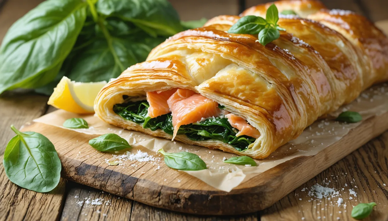 découvrez notre recette gourmande de feuilleté au saumon frais et épinards fondants, un délice croustillant à savourer en toute occasion.