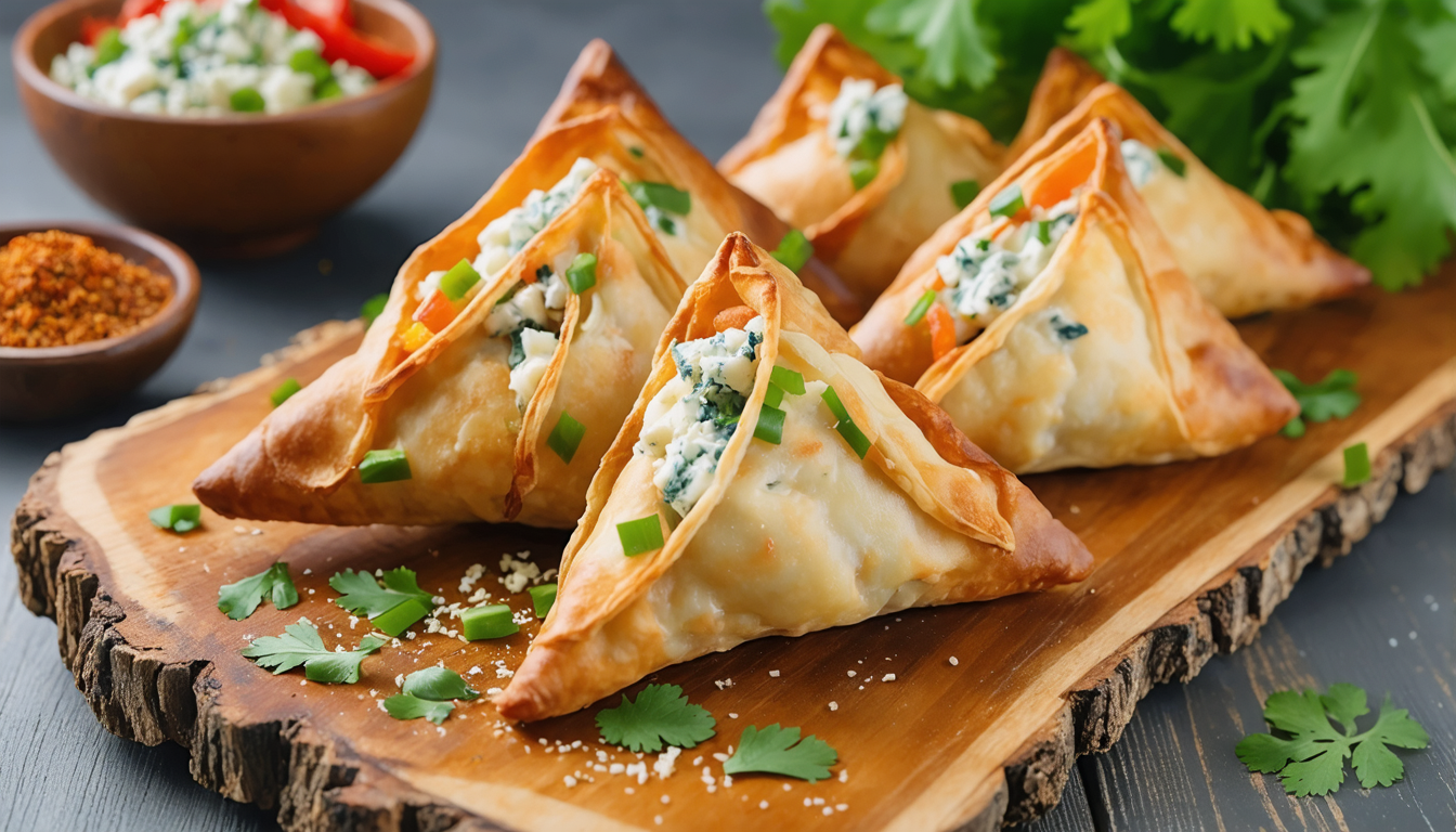découvrez la recette des samoussas fondants au roquefort et légumes frais, un délice printanier alliant saveurs crémeuses et fraîcheur croquante pour éveiller vos papilles.