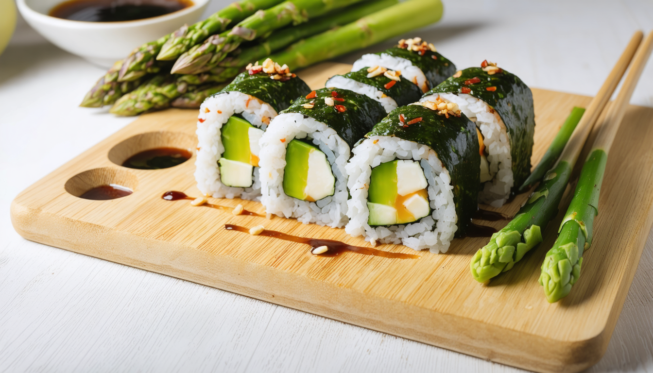 découvrez notre recette gourmande de makis au fromage frais et asperges vertes, une alliance savoureuse pour un délice frais et léger à savourer en toute occasion.