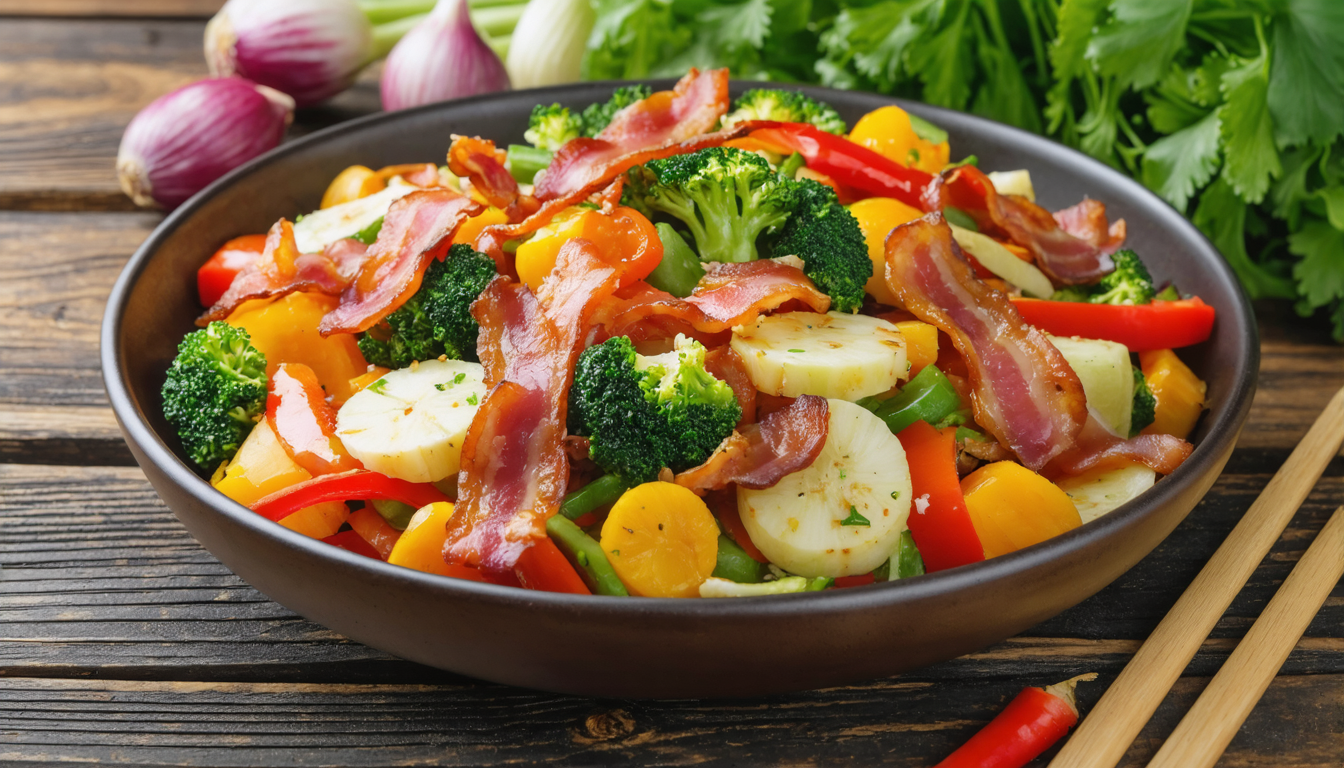 découvrez notre délice de printemps avec une poêlée légère aux lardons, parfaite pour un repas savoureux et équilibré.