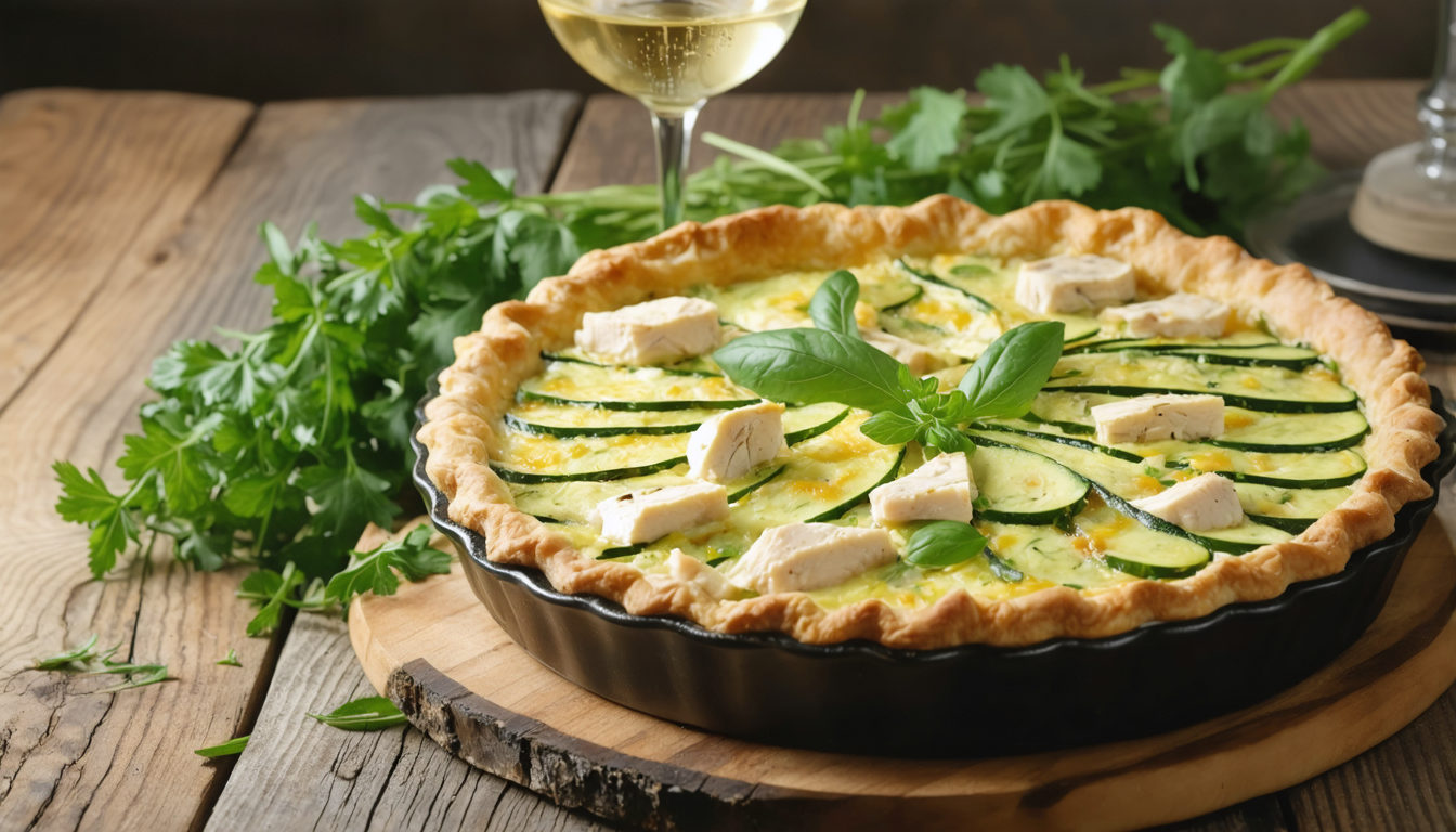découvrez notre recette gourmande de quiche au poulet et courgettes, un délice facile à préparer pour un repas savoureux et convivial.