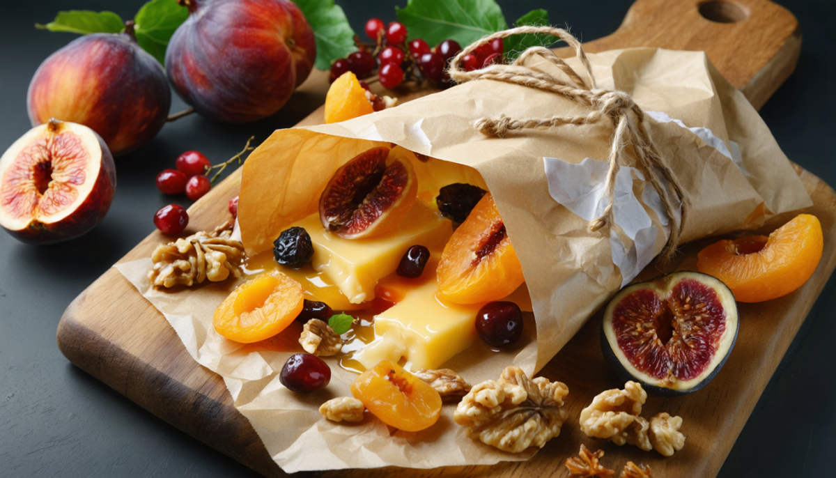 découvrez une recette savoureuse de délice en papillote alliant le goût riche du gouda affiné aux fruits secs, pour un plat simple et gourmand.