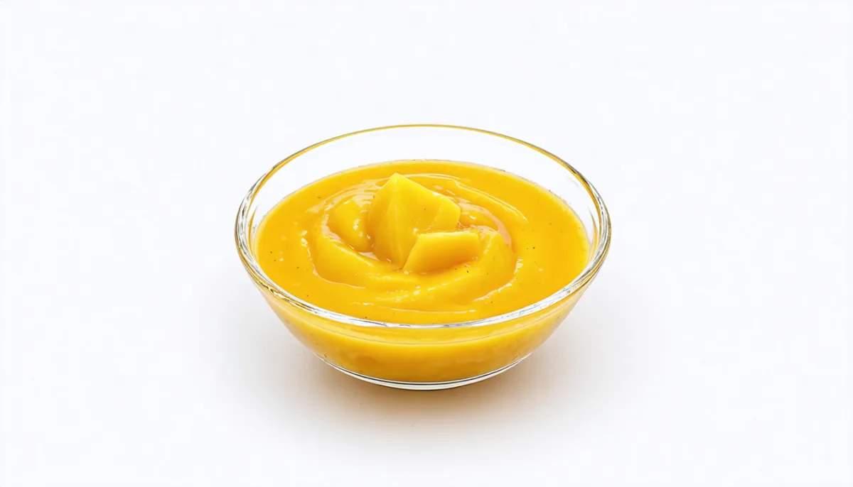 savourez une panna cotta exotique au lait de coco, nappée d'un coulis de mangue frais et sans lactose, idéale pour une douceur légère et gourmande.
