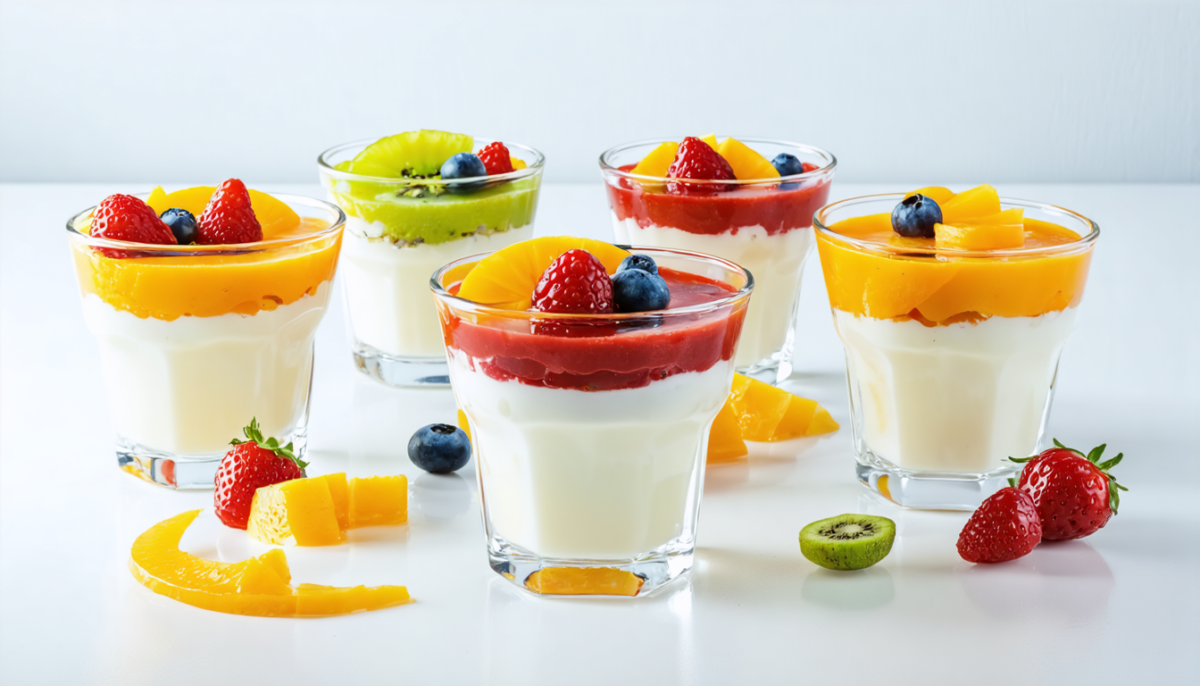 savourez une panna cotta exotique au lait de coco, nappée d'un coulis de mangue frais et délicieusement sans lactose, pour un dessert léger et gourmand.