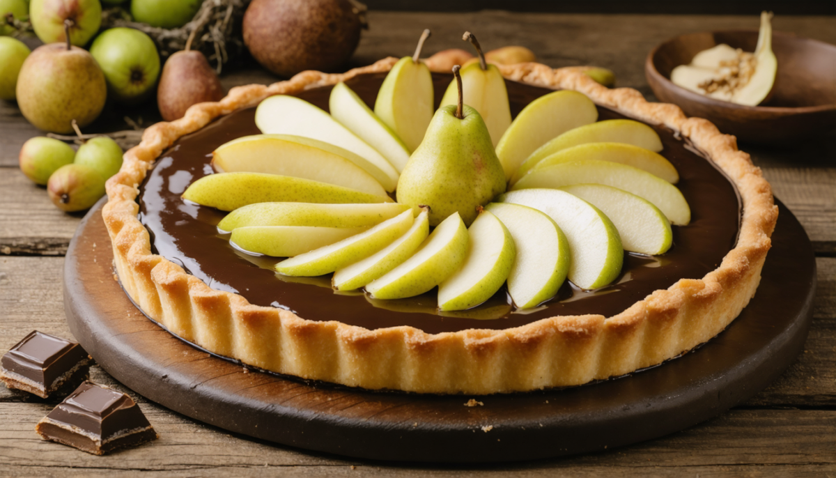 savourez une tarte poires-chocolat ultra fondante prête en seulement 15 minutes. un dessert express et gourmand pour régaler toute la famille rapidement et facilement.