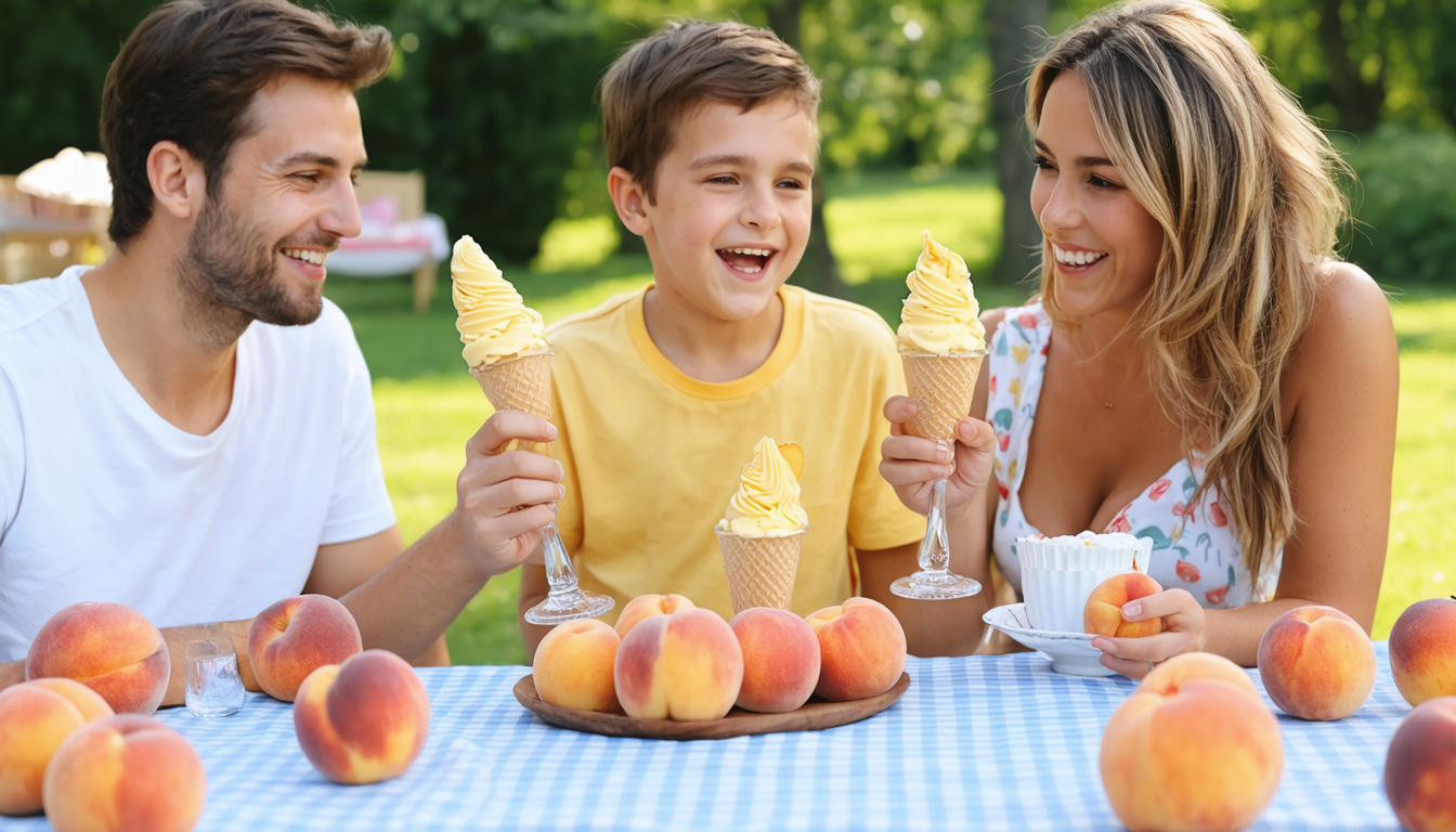 découvrez notre recette estivale simple et rafraîchissante de délice glacé à la pêche, réalisée sans sorbetière pour un dessert fruité facile à préparer.
