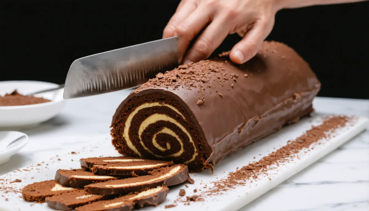 savourez notre délice roulé à la pralinoise, une douceur légère et gourmande parfaite pour illuminer vos fêtes avec élégance et saveurs.