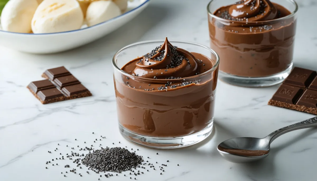 découvrez notre mousse légère au chocolat enrichie en graines de chia, une délicieuse recette alliant gourmandise et bienfaits pour une pause saine et savoureuse.