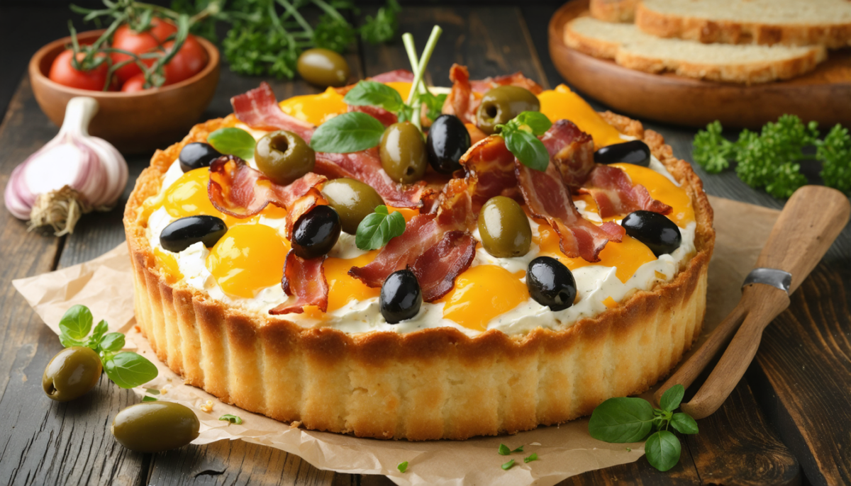 découvrez notre délicieux cake salé moelleux aux lardons croustillants, olives parfumées et brie fondant, parfait pour un apéritif gourmand ou un repas convivial.