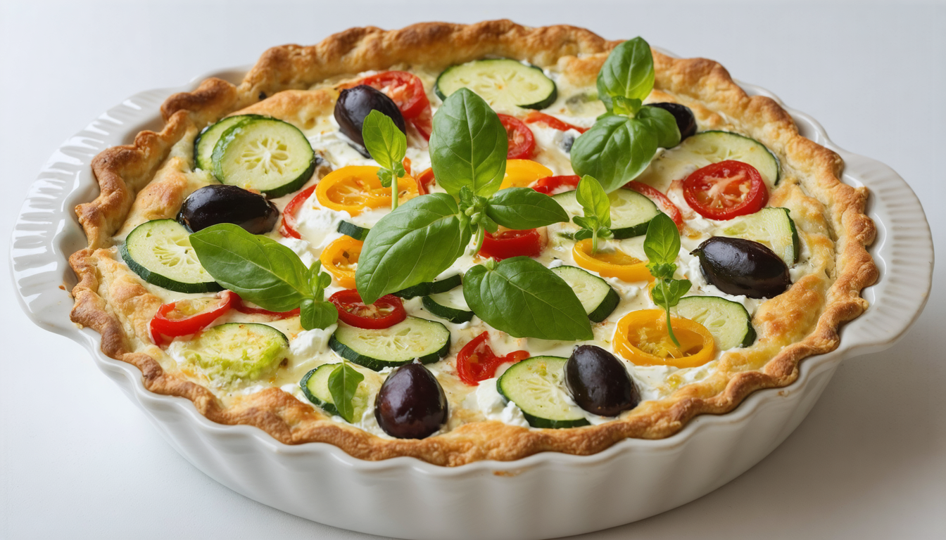 savourez un clafoutis salé aux légumes frais et au chèvre crémeux, une recette gourmande et facile à préparer pour un repas sain et délicieux.