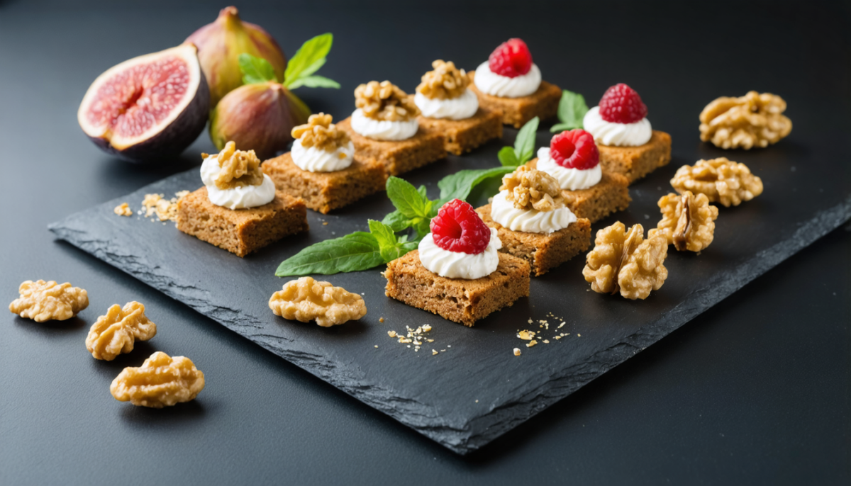 découvrez notre recette raffinée de bouchées de pain d'épices au fromage frais, parfaites pour un apéritif savoureux et élégant.