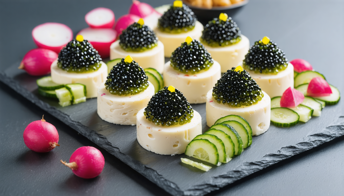 découvrez nos délices croquants : des bouchées savoureuses alliant fromage fondant, œufs de lump délicats et légumes frais pour une expérience gustative unique.