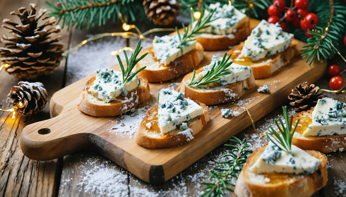 découvrez une recette simple et gourmande de toasts au fromage bleu, parfaite pour régaler vos invités pendant les fêtes de noël.