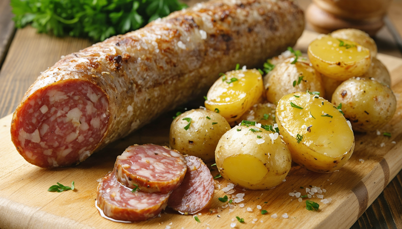 découvrez une délicieuse recette de saucisson lyonnais accompagné de pommes de terre tièdes, un plat traditionnel savoureux et réconfortant parfait pour vos repas en famille.