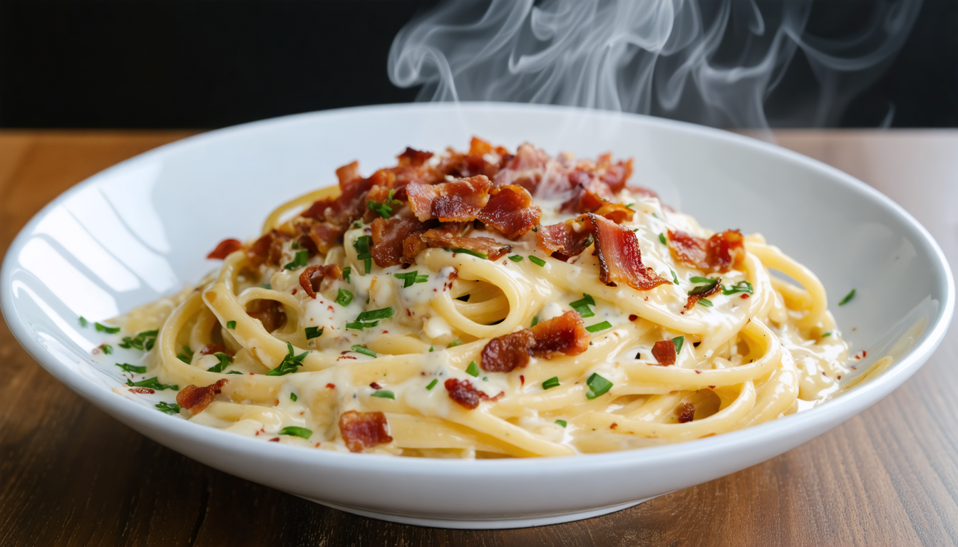 découvrez notre recette facile et rapide de sauce carbonara onctueuse, mêlant lardons croustillants, crème fraîche veloutée et fromage fondant pour un plat savoureux.