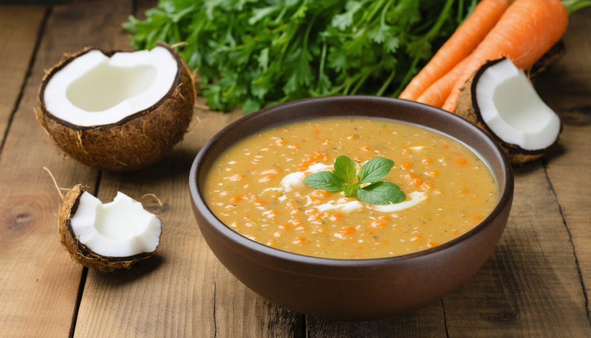 découvrez une recette simple et gourmande de soupe crémeuse aux lentilles corail, carottes et lait de coco, parfaite pour un repas sain et savoureux.