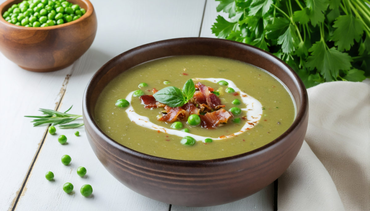 découvrez notre recette simple et gourmande de soupe de petits pois et lardons, parfaite pour un repas savoureux et réconfortant.