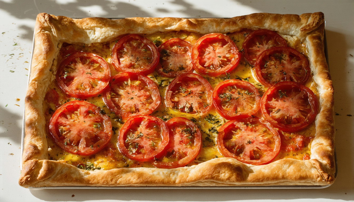 découvrez une recette simple et rapide de tarte estivale à la tomate, moutarde et herbes de provence, parfaite pour savourer les saveurs du sud en toute légèreté.