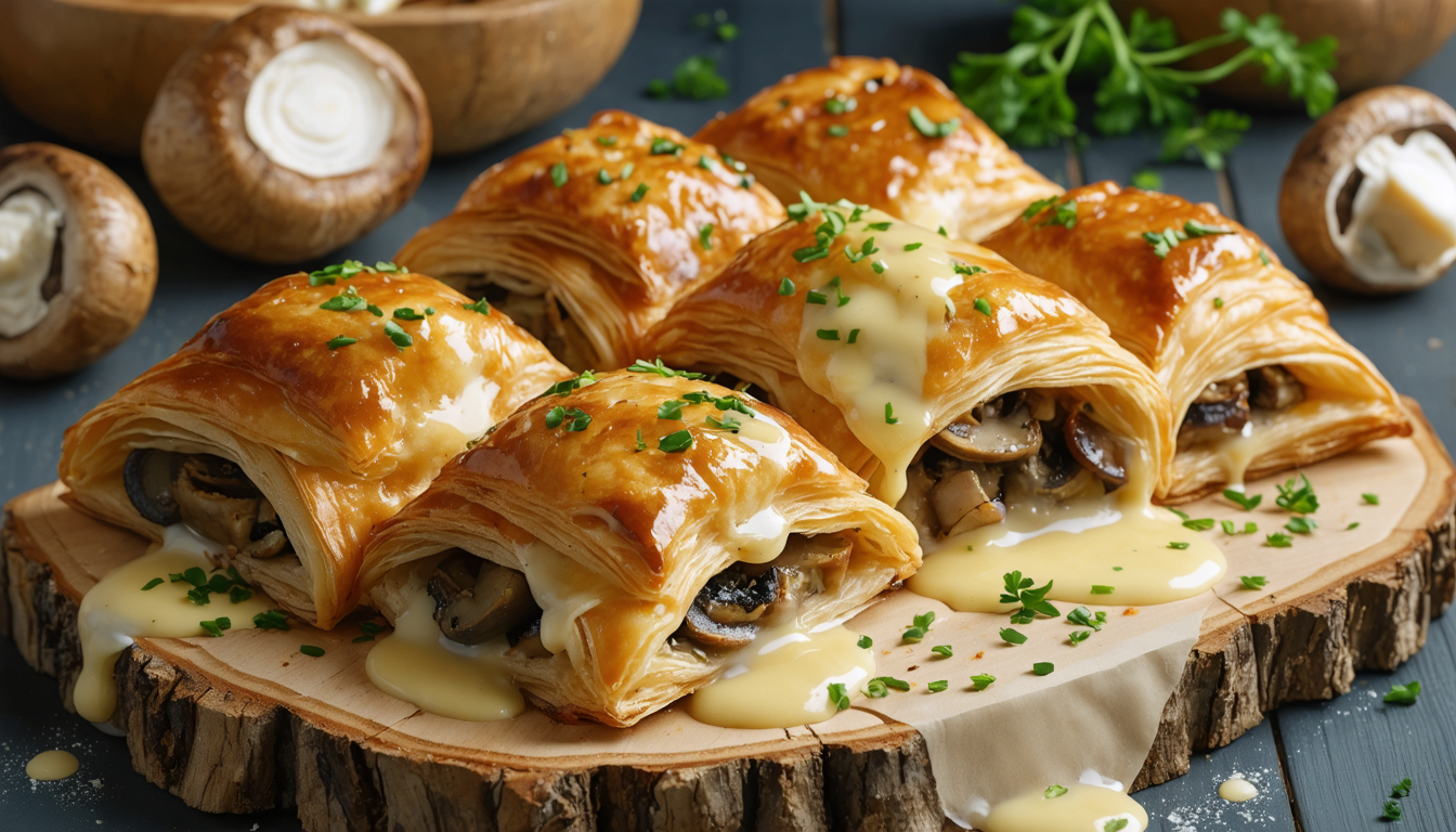 découvrez notre recette savoureuse de bricks aux champignons, garnies d'une crème légère au camembert, pour un plat gourmand et facile à préparer.