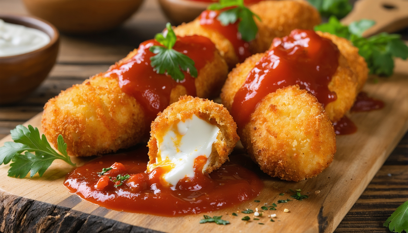 découvrez notre recette gourmande de croquettes au camembert nappées d'un savoureux coulis de poivrons rouges, parfaites pour un apéritif ou un repas convivial.