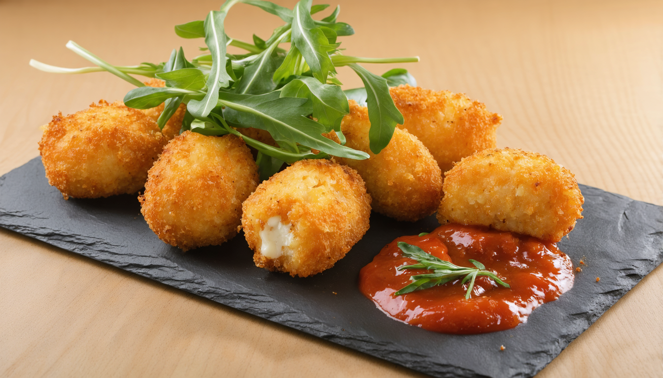 découvrez notre recette gourmande de croquettes au camembert nappées d'un coulis de poivrons rouges, alliant saveurs fondantes et textures croustillantes pour un plaisir à partager.