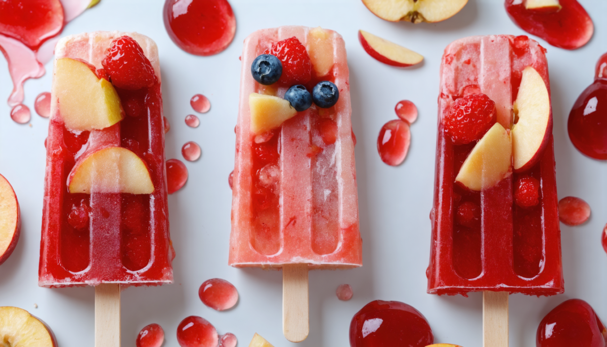 savourez nos délicieuses glaces à l'eau légères à la grenadine, agrémentées d'éclats de pomme croquants pour une fraîcheur et une gourmandise incomparables.