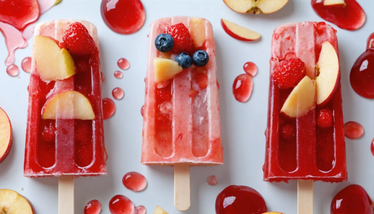 savourez nos délicieuses glaces à l'eau légères à la grenadine, agrémentées d'éclats de pomme croquants pour une fraîcheur et une gourmandise incomparables.