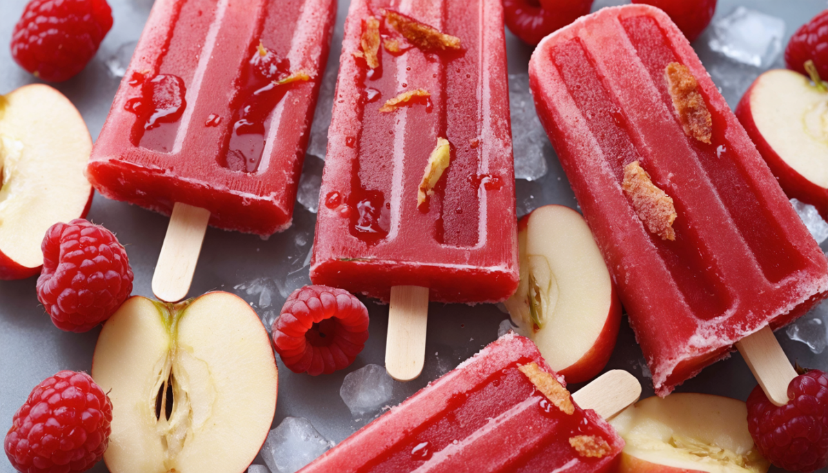 savourez nos délicieuses glaces à l'eau légères à la grenadine, agrémentées d'éclats de pomme croquants pour une fraîcheur et une texture uniques.