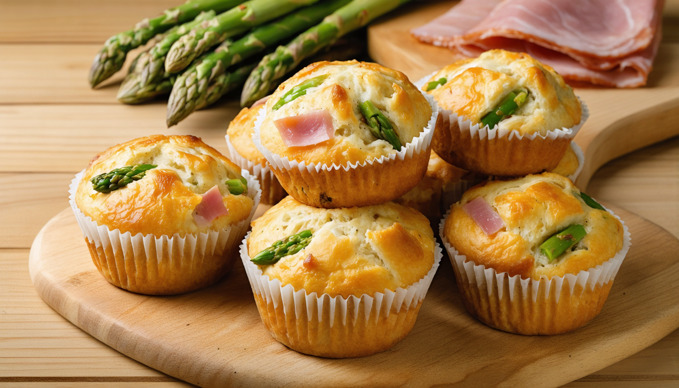 découvrez notre recette facile de muffins salés légers aux asperges et jambon, parfaits pour un apéritif gourmand et sain.