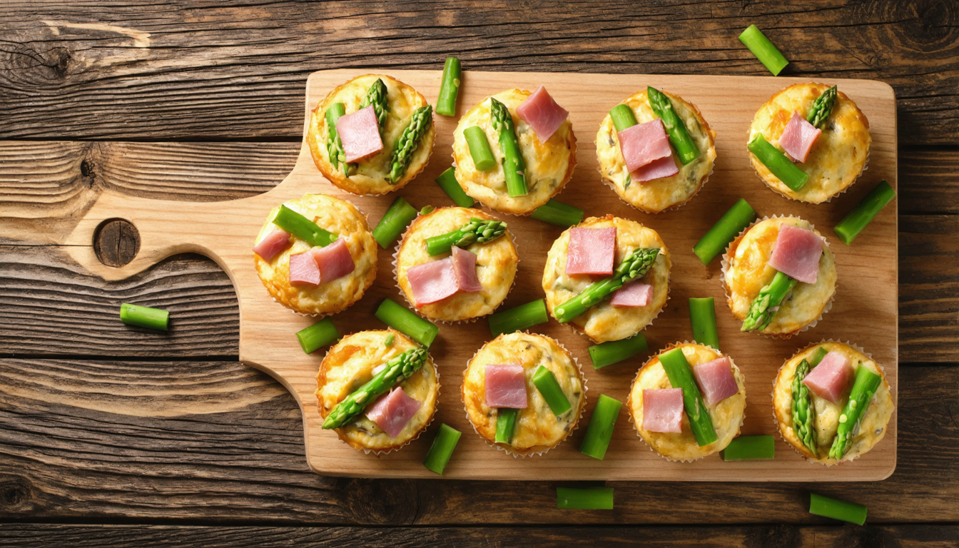 découvrez notre recette facile et rapide de muffins salés légers aux asperges et jambon, parfaits pour une collation savoureuse et gourmande.