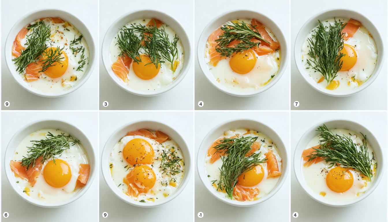 découvrez notre recette gourmande et saine d'œufs cocotte au saumon fumé et crème légère, parfaite pour un repas savoureux et équilibré.