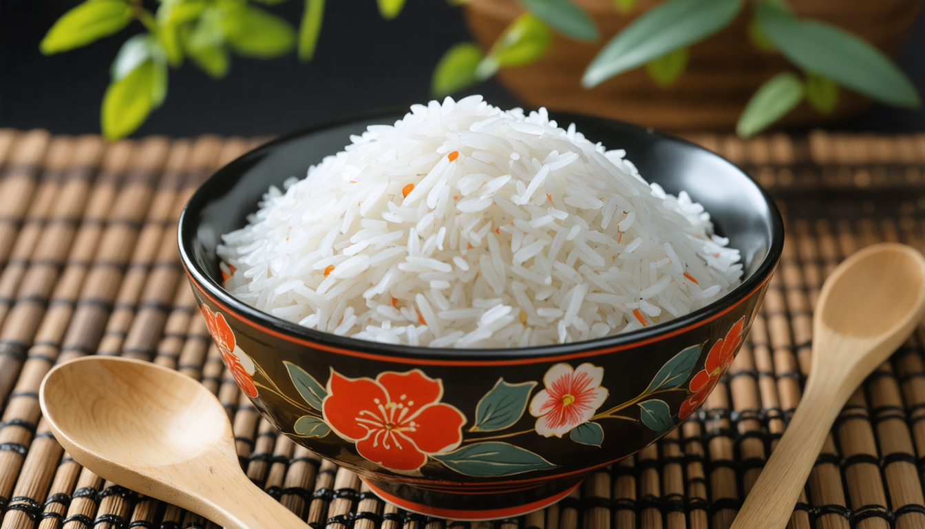 savourez un délicieux riz blanc parfumé servi avec une sauce poulet au curry riche en saveurs. un repas exotique qui vous transporte directement dans un voyage culinaire gourmand.