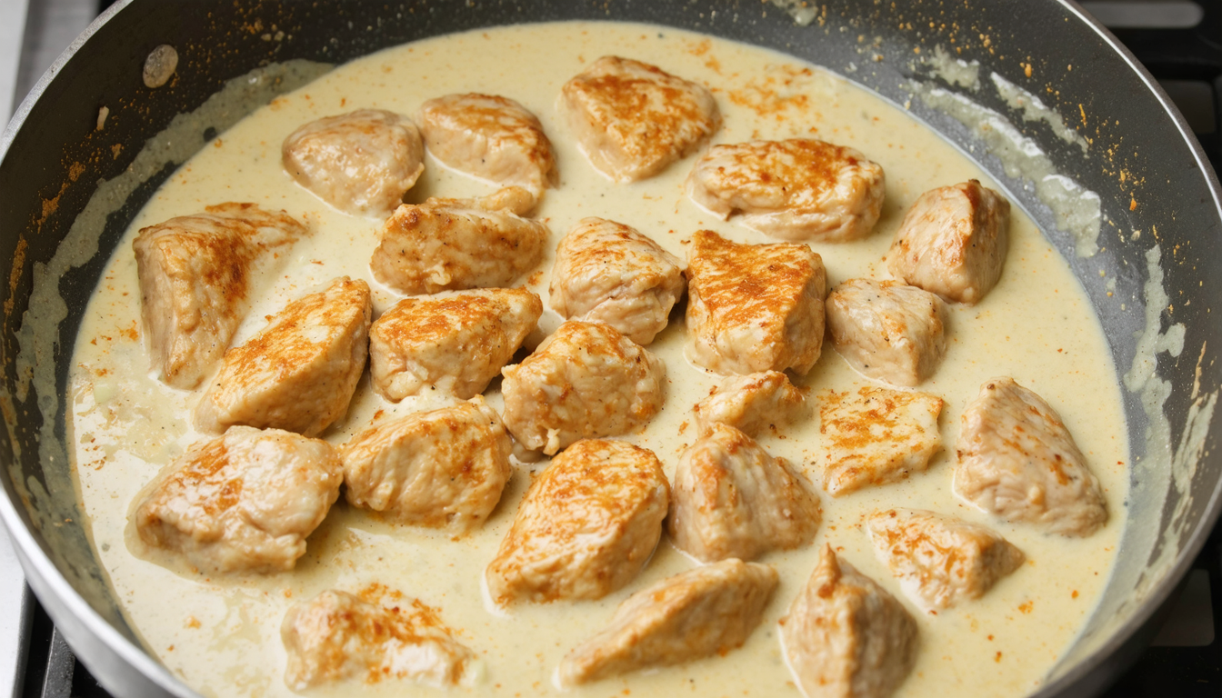 savourez un délicieux riz blanc parfumé servi avec une sauce poulet au curry riche en épices, pour un voyage exotique plein de saveurs directement dans votre assiette.