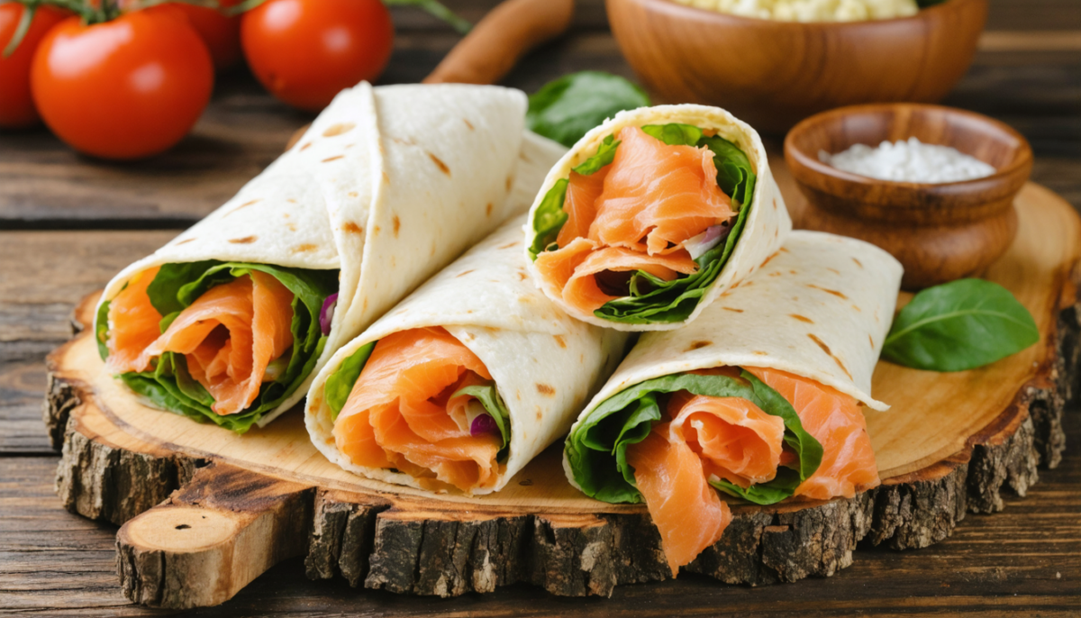 découvrez notre recette simple et rapide de wraps au saumon fumé, parfaits pour un repas savoureux et léger en toute occasion.