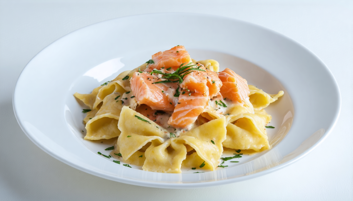 découvrez une recette rapide et savoureuse de farfalles délicates accompagnées d'un saumon onctueux, idéale pour un repas gourmand et facile à préparer.