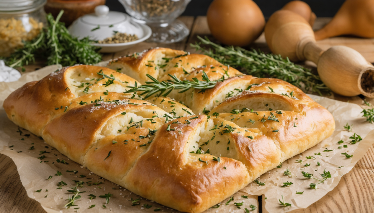 découvrez notre recette facile et gourmande de focaccia aérienne aux parfums naturels de thym et romarin, parfaite pour un apéritif ou un repas convivial.