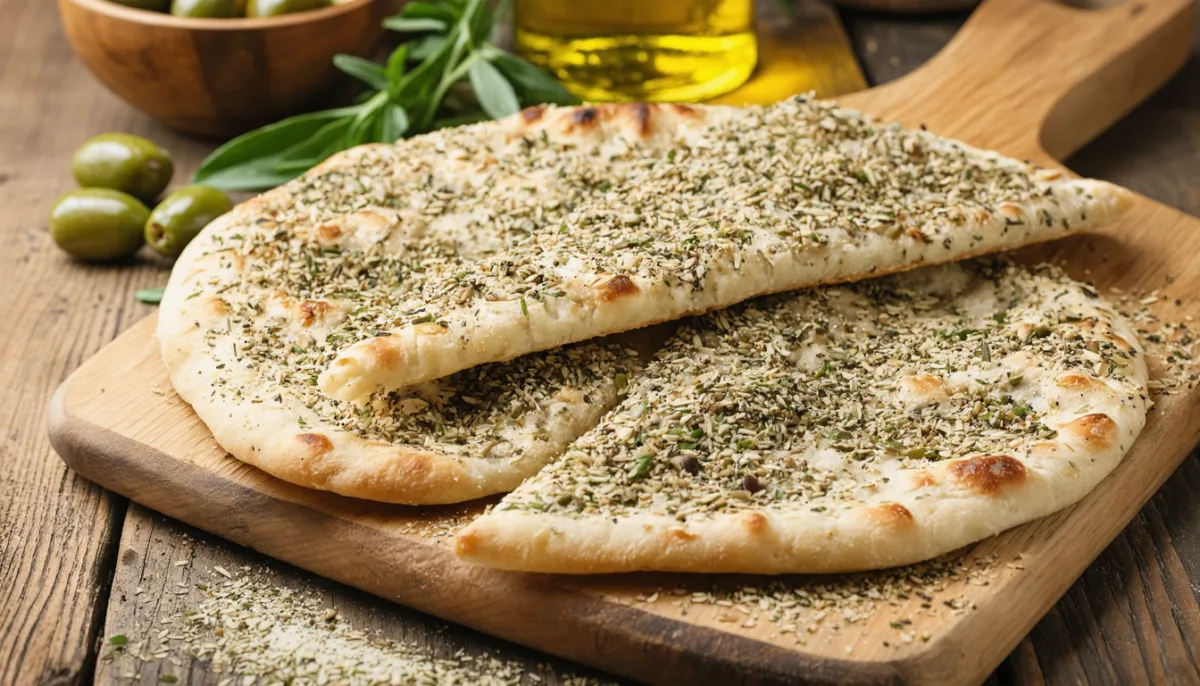 savourez l'authenticité du man'ouché, la traditionnelle galette libanaise au za'atar, une explosion de saveurs méditerranéennes à chaque bouchée.