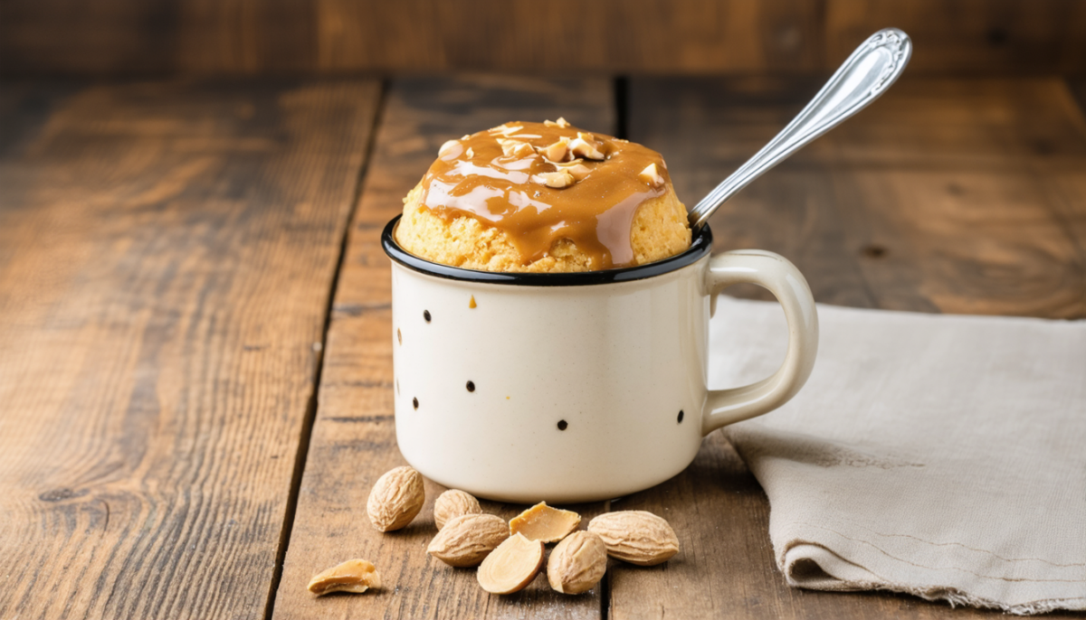 découvrez notre recette rapide et facile de mug cake au beurre de cacahuète, prête en seulement 5 minutes pour un dessert gourmand et express.