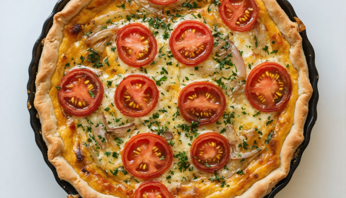 découvrez notre quiche estivale aux tomates fraîches et oignons caramélisés, une recette savoureuse qui célèbre les saveurs du jardin en toute simplicité.
